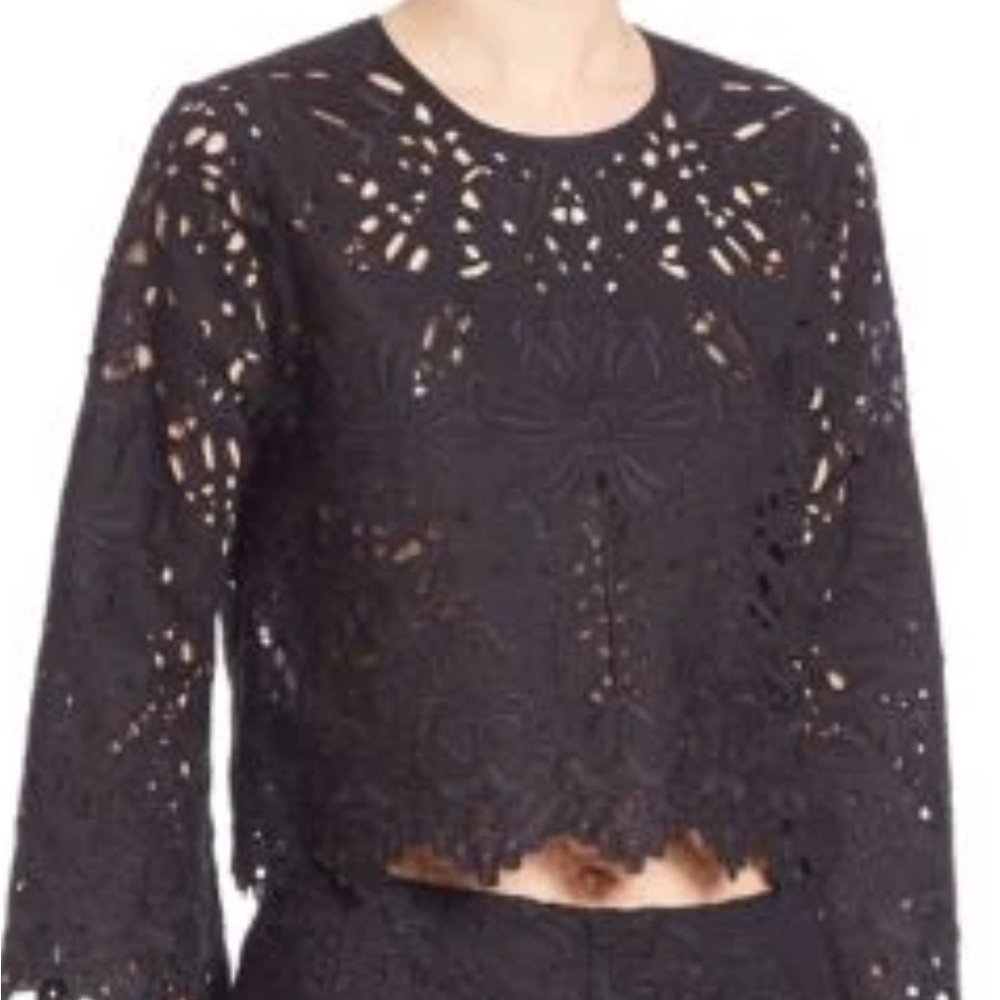 Theory Brizabella eyelet, black blouse size Small